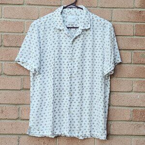 Cactus Man Ricky Singh Men’s Large White Geometric Button Up Shirt
